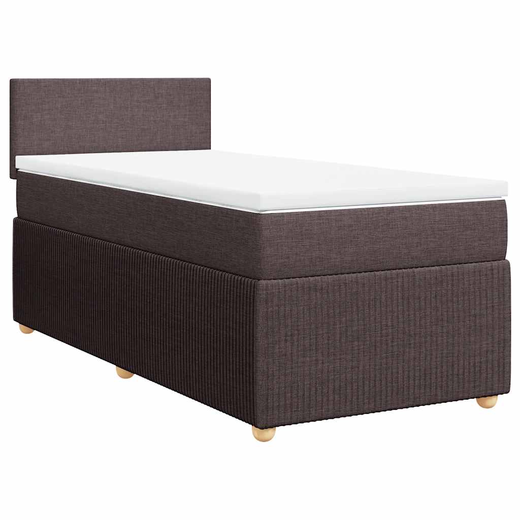 vidaXL Boxspring met matras stof donkerbruin 90x190 cm afbeelding