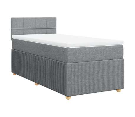 vidaXL Pat box spring cu saltea, gri deschis, 90x190 cm, textil | vidaXL.ro