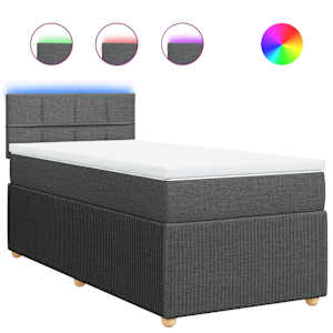 Box spring postel s matrací tmavě šedá 90x190 cm textil - obrázek 2