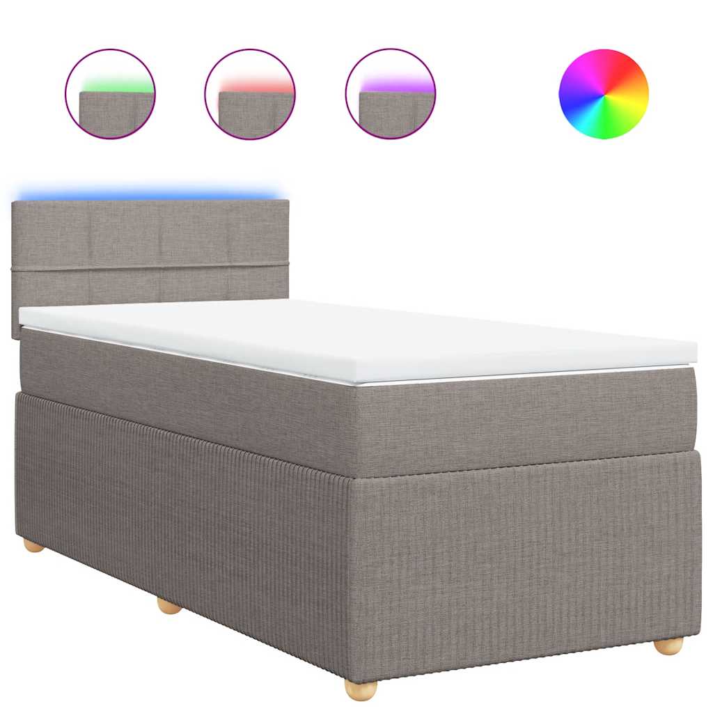 vidaXL Boxspring met matras stof taupe 90x190 cm, foto 3
