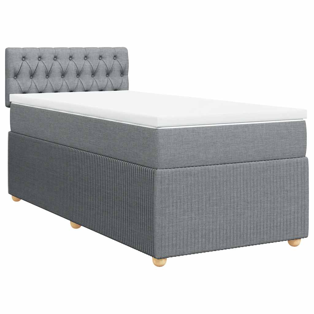 vidaXL Boxspring met matras stof lichtgrijs 90x190 cm afbeelding