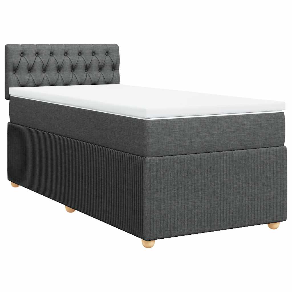 vidaXL Boxspring met matras stof donkergrijs 90x190 cm afbeelding