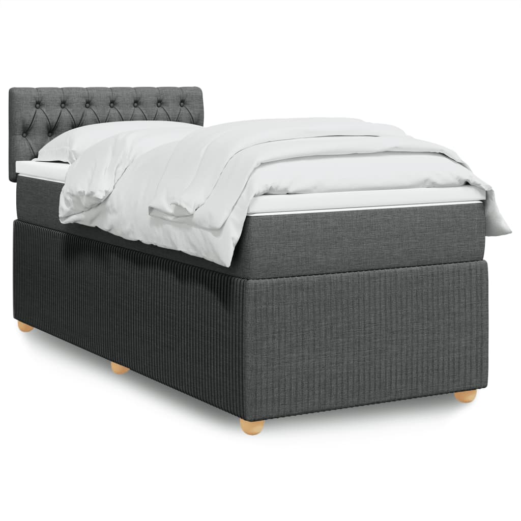 Boxspringbett mit Matratze Dunkelgrau 90×190 cm Stoff