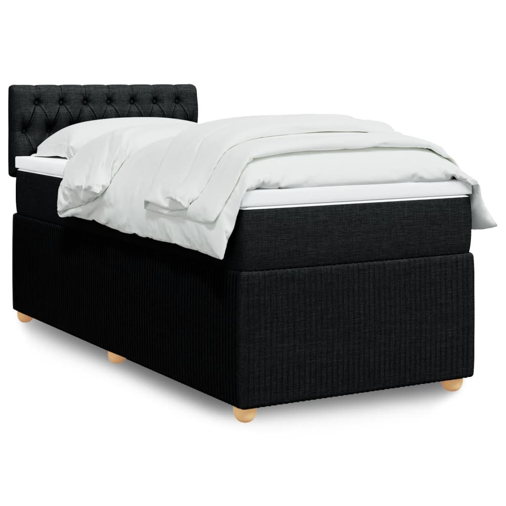 vidaXL Boxspringbett mit Matratze Schwarz 90x190 cm Stoff