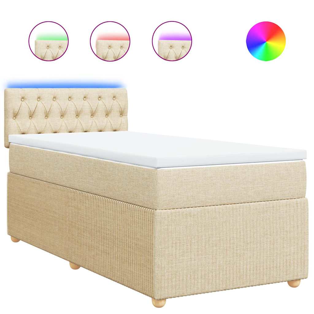vidaXL Box spring postel s matrací krémová 90x190 cm textil