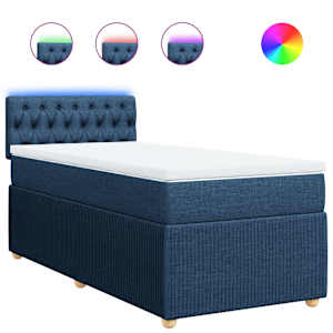 Box spring postel s matrací modrá 90x190 cm textil - obrázek 2