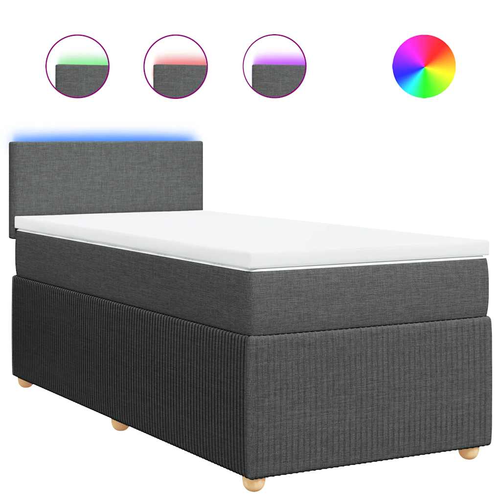 vidaXL Boxspring met matras stof donkergrijs 90x200 cm grijs, foto 3