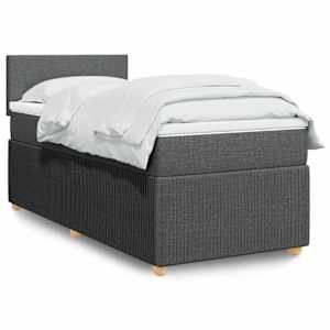 Box spring postelja z vzmetnico temno siva 90x200 cm blago