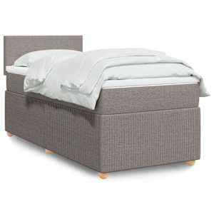 Box spring postelja z vzmetnico taupe 90x200 cm blago