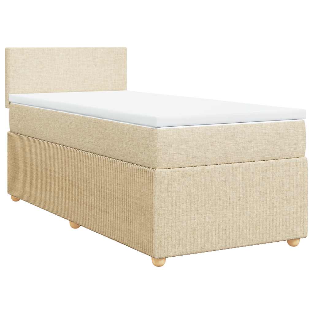 vidaXL Boxspring met matras stof crèmekleurig 90x200 cm afbeelding