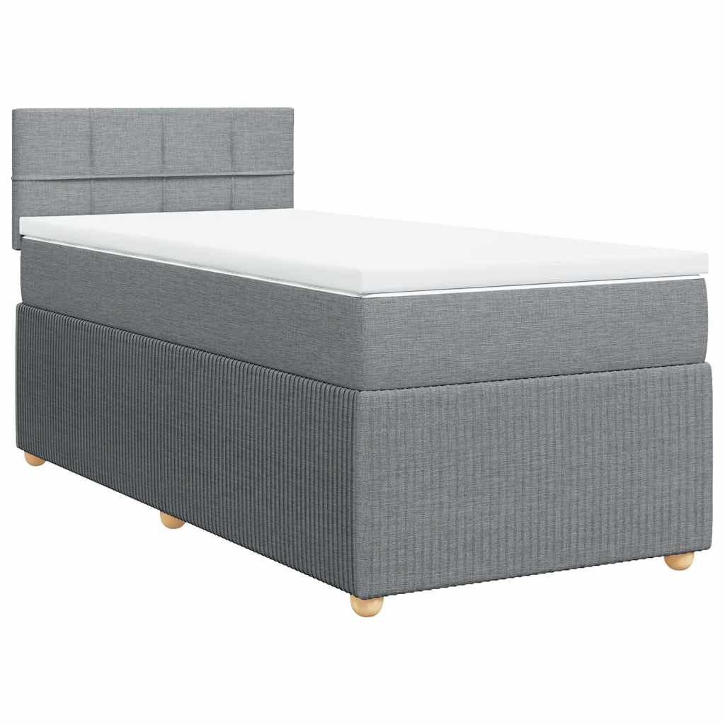 vidaXL Boxspring met matras stof lichtgrijs 90x200 cm afbeelding