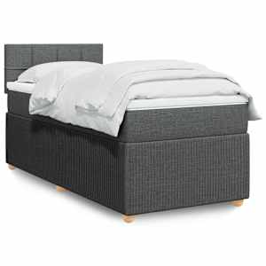 Box spring postelja z vzmetnico temno siva 90x200 cm blago