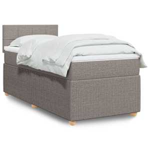 Box spring postelja z vzmetnico taupe 90x200 cm blago