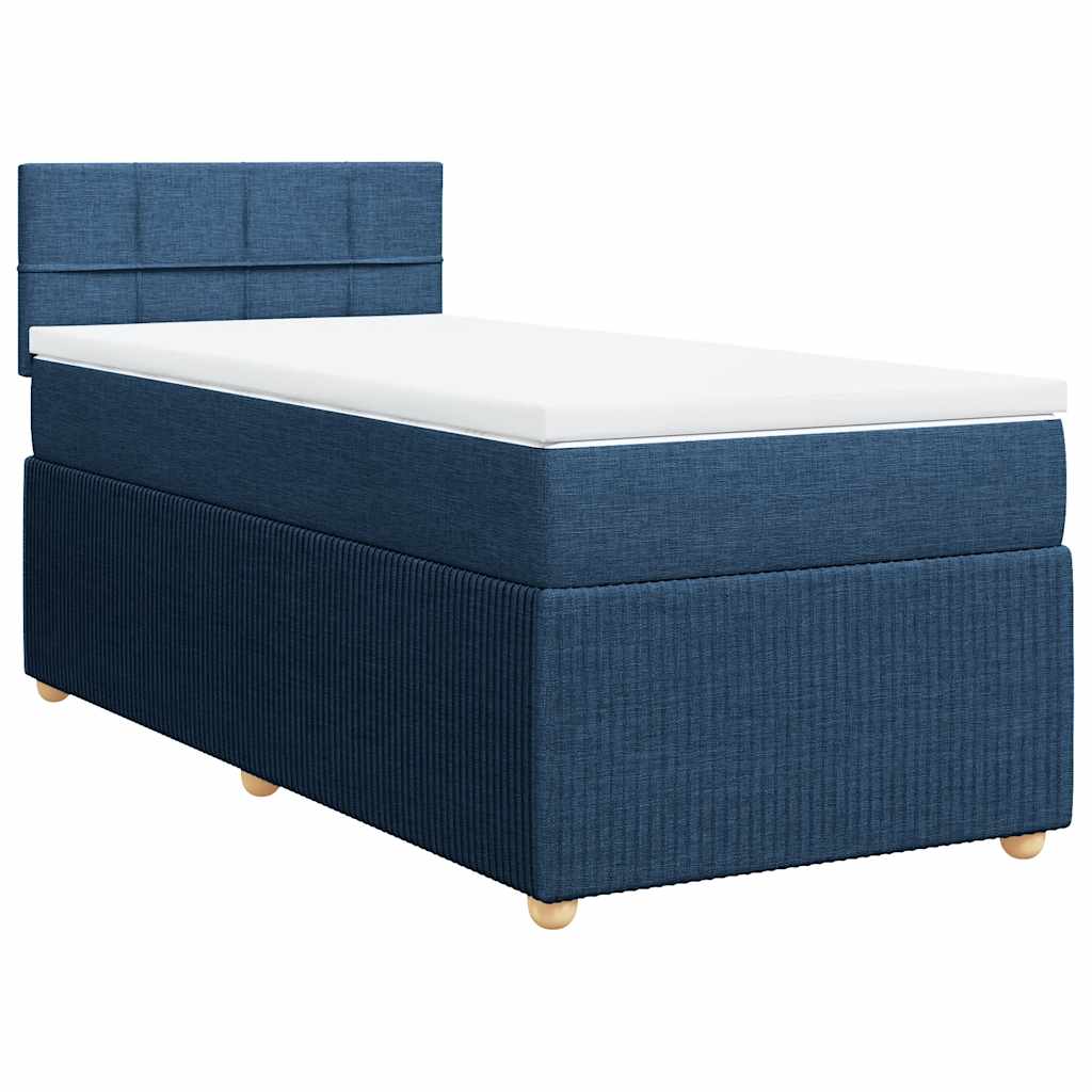 vidaXL Boxspring met matras stof blauw 90x200 cm afbeelding