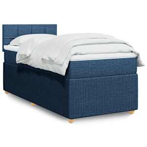 Box spring postelja z vzmetnico modra 90x200 cm blago