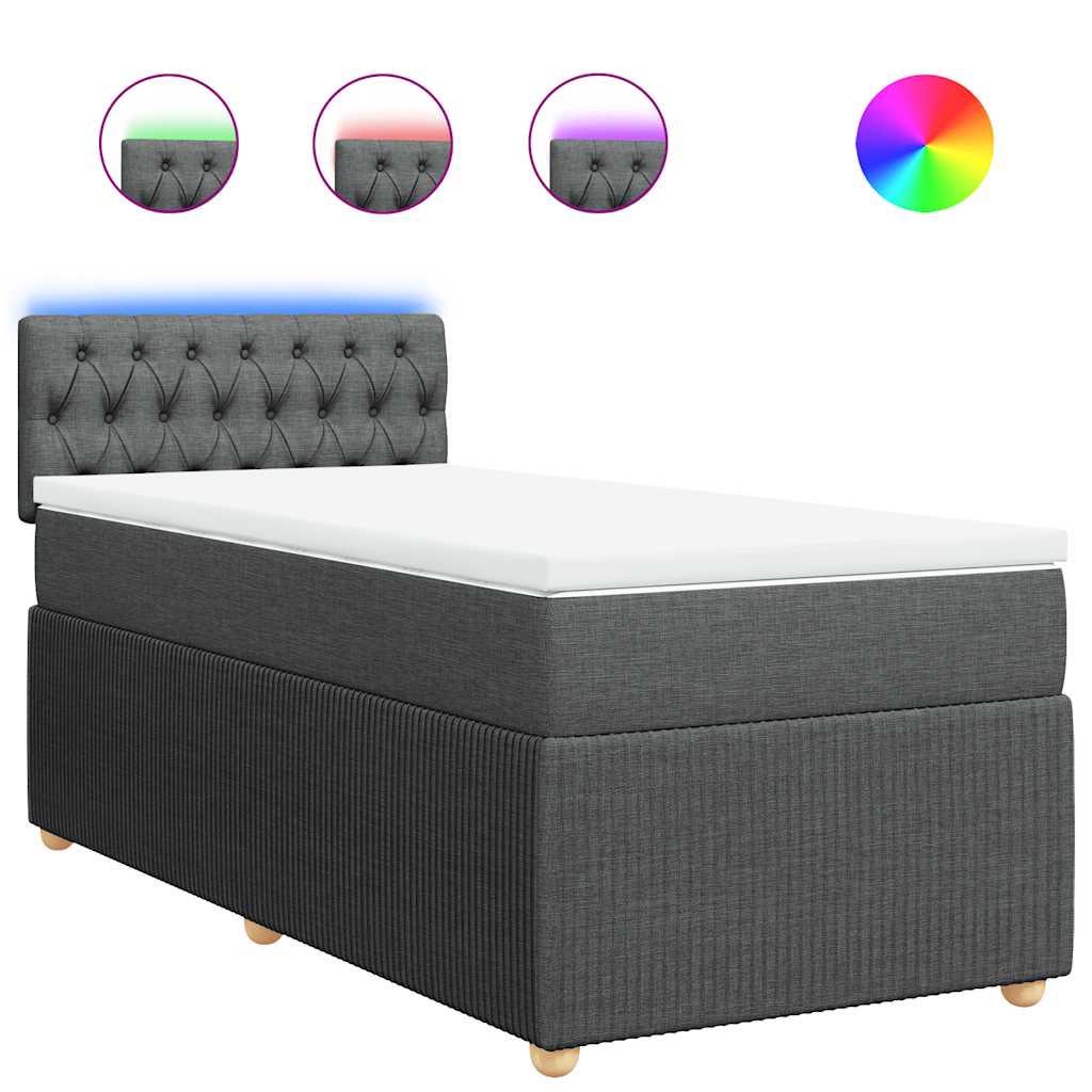 vidaXL Box spring postel s matrací tmavě šedá 90x200 cm textil