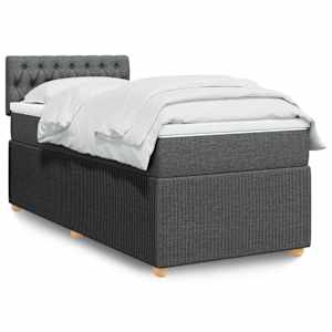 Box spring postelja z vzmetnico temno siva 90x200 cm blago