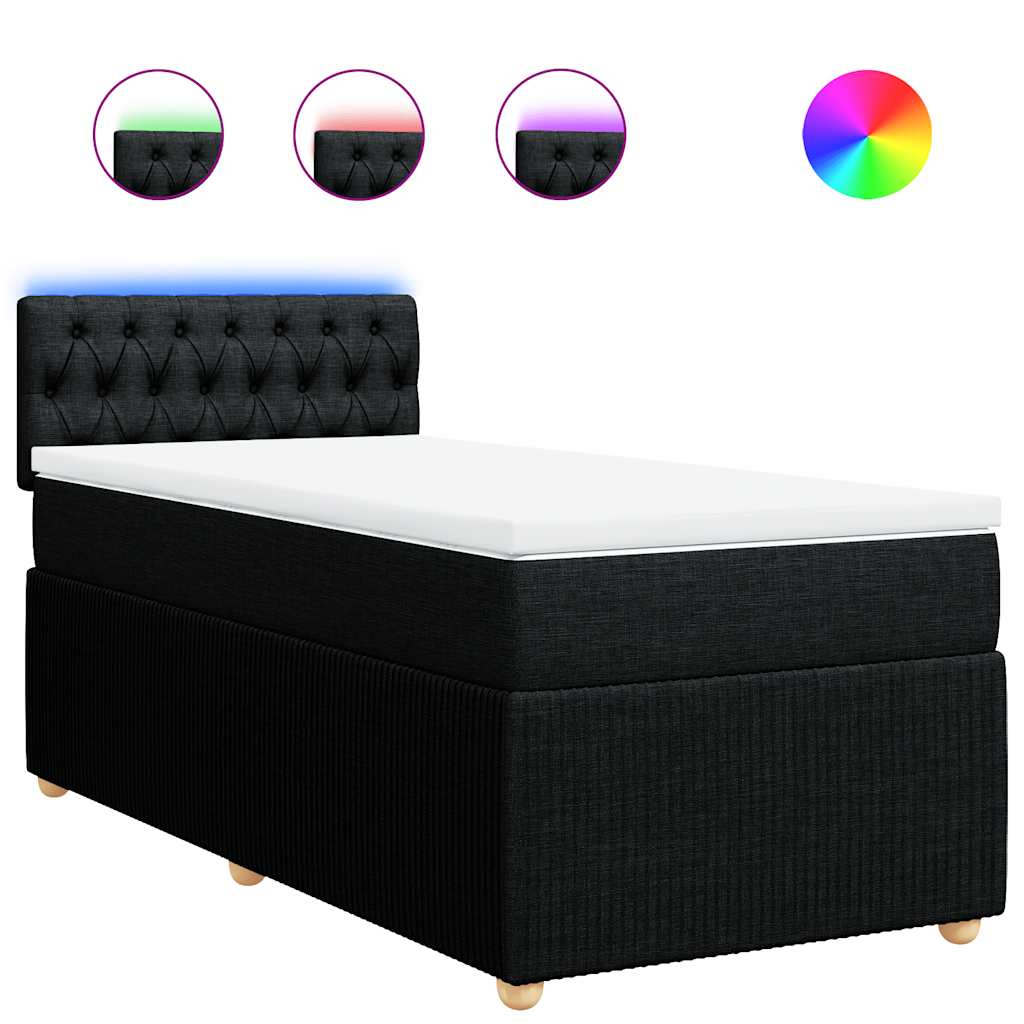 VidaXL Boxspring Met Matras Stof Zwart 90x200 Cm
