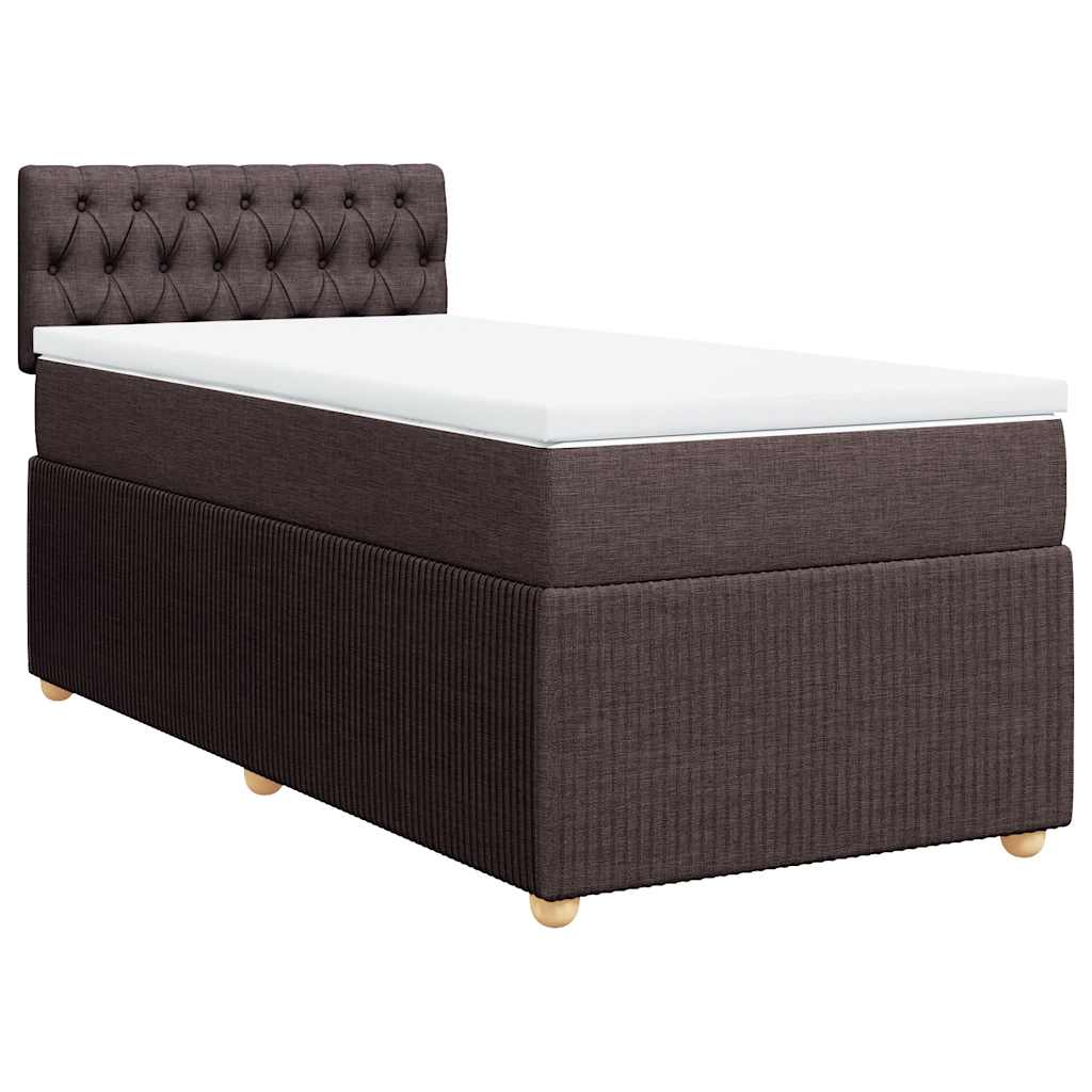 vidaXL Boxspring met matras stof donkerbruin 90x200 cm afbeelding