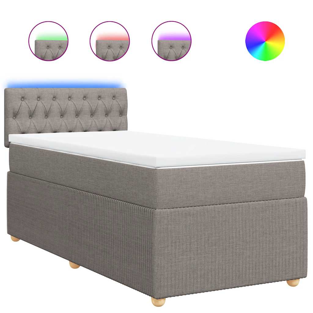 vidaXL Boxspring met matras stof taupe 90x200 cm, foto 3