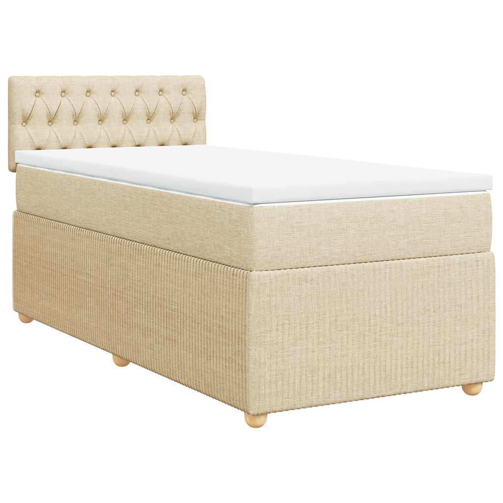 vidaXL Boxspring met matras stof crèmekleurig 90x200 cm afbeelding