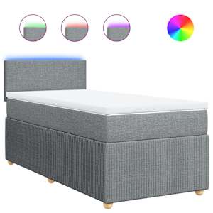 Box spring postel s matrací světle šedý 100 x 200 cm textil - obrázek 2