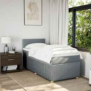 Box spring postel s matrací světle šedý 100 x 200 cm textil - obrázek 4
