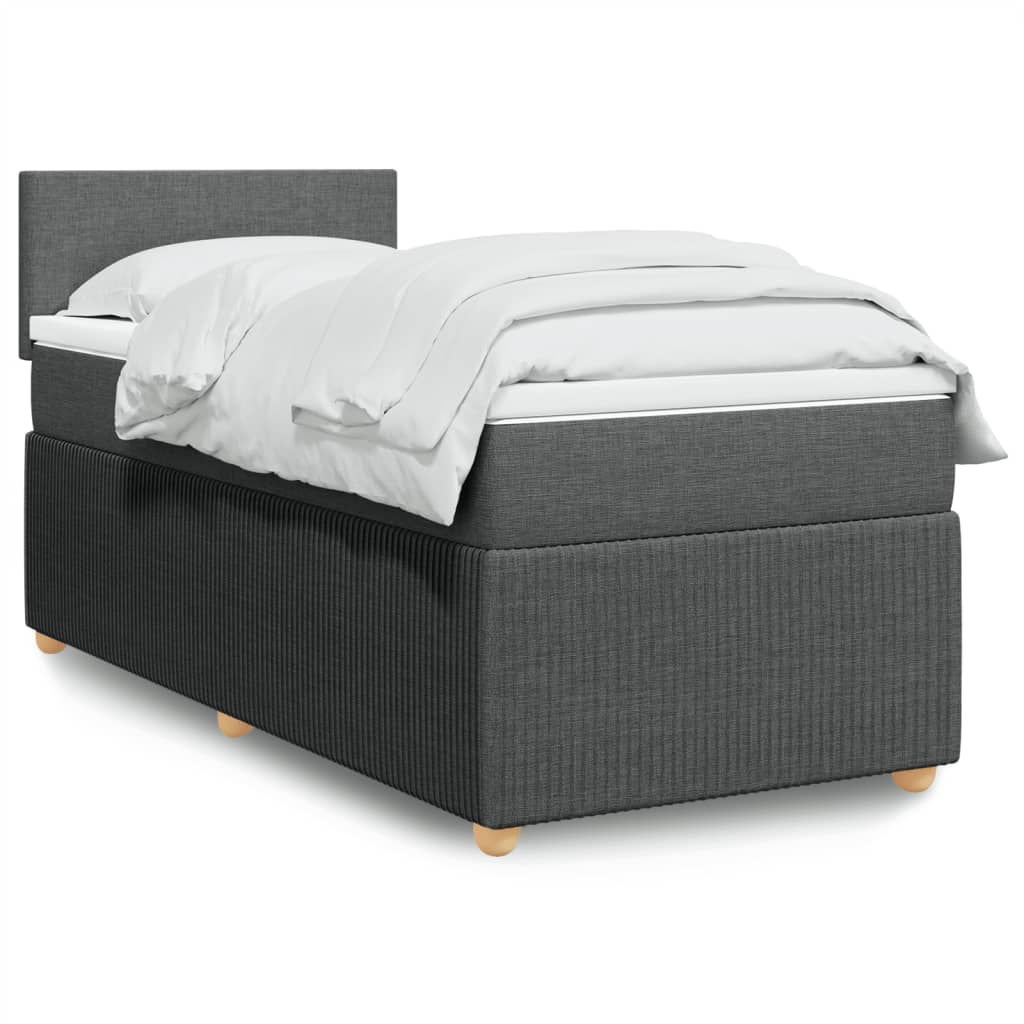 vidaXL Boxspringbett mit Matratze Dunkelgrau 100x200 cm Stoff