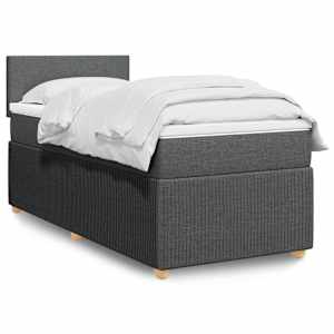 Box spring postelja z vzmetnico temno siva 100x200 cm blago