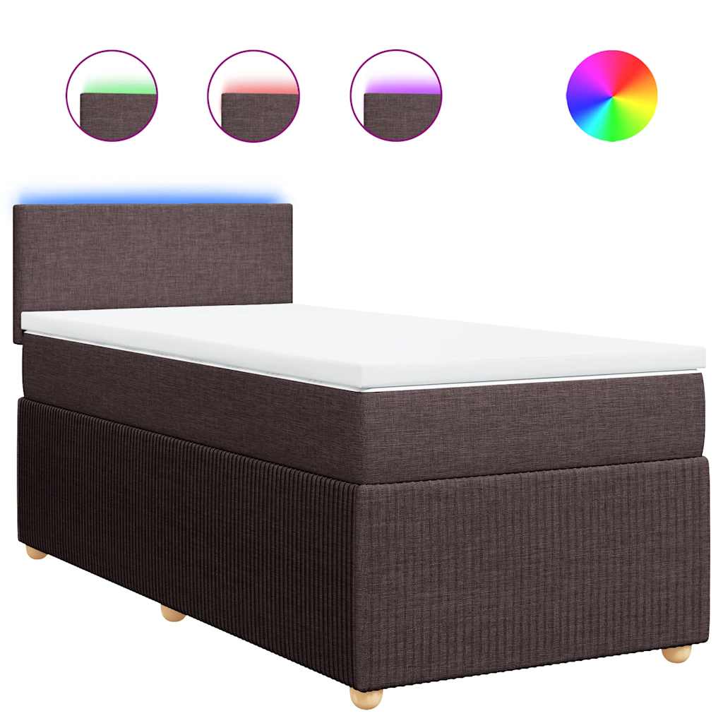 vidaXL Boxspring met matras stof donkerbruin 100x200 cm bruin, foto 3