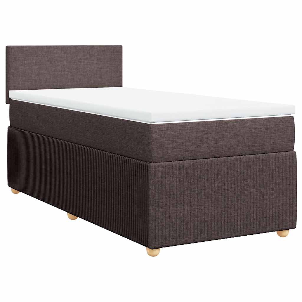 vidaXL Boxspring met matras stof donkerbruin 100x200 cm afbeelding