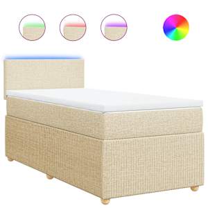 Box spring postel s matrací krémová 100 x 200 cm textil - obrázek 2