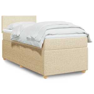 Box spring postelja z vzmetnico krem 100x200 cm blago