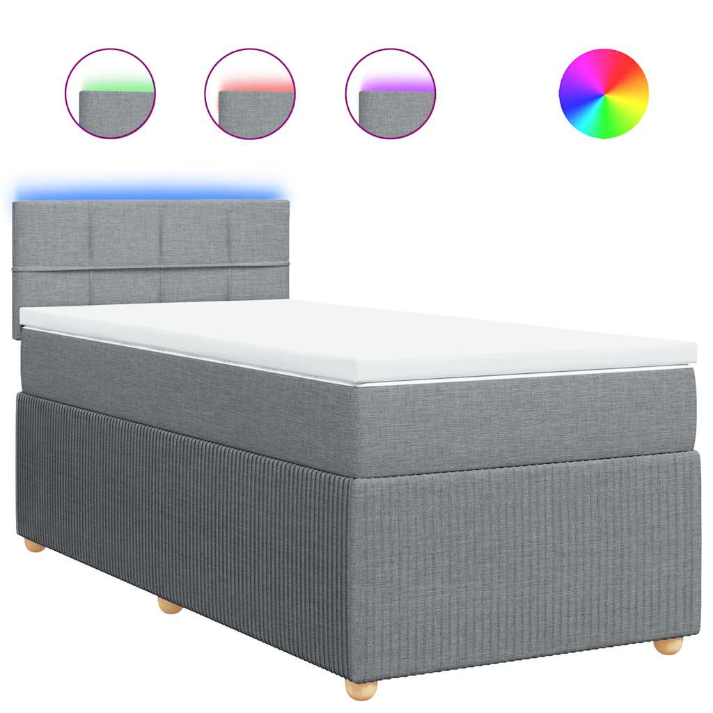Thumbnail - vidaXL Boxspringbett mit Matratze Hellgrau 100x200 cm Stoff