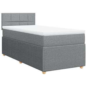 Box spring postel s matrací světle šedý 100 x 200 cm textil - obrázek 3