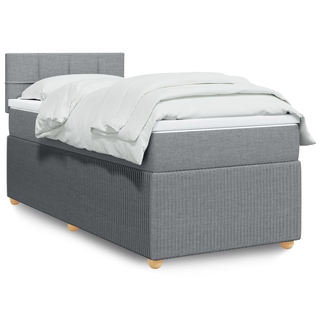 Boxspringbett mit Matratze Hellgrau 100×200 cm Stoff