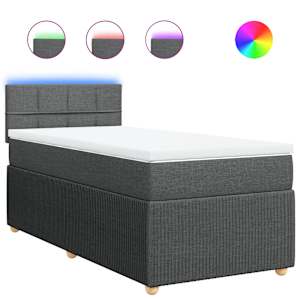 Box spring postel s matrací tmavě šedá 100 x 200 cm textil - obrázek 2