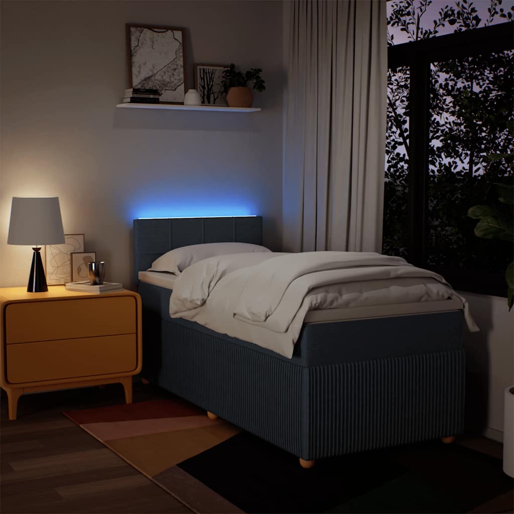 vidaXL Boxspring met matras stof blauw 100x200 cm, foto 4