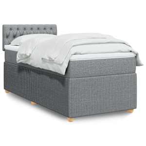Box spring postelja z vzmetnico svetlo siv 100x200 cm blago