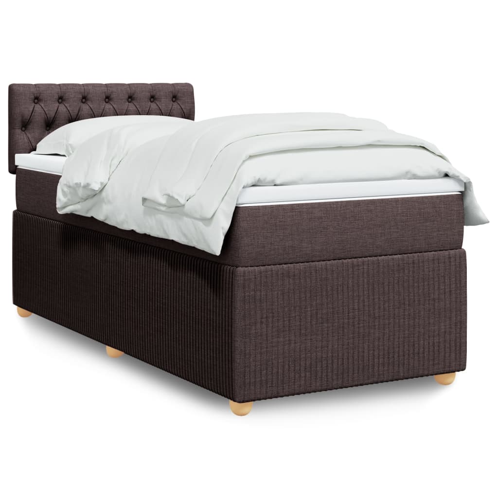 Boxspringbett mit Matratze Dunkelbraun 100×200 cm Stoff