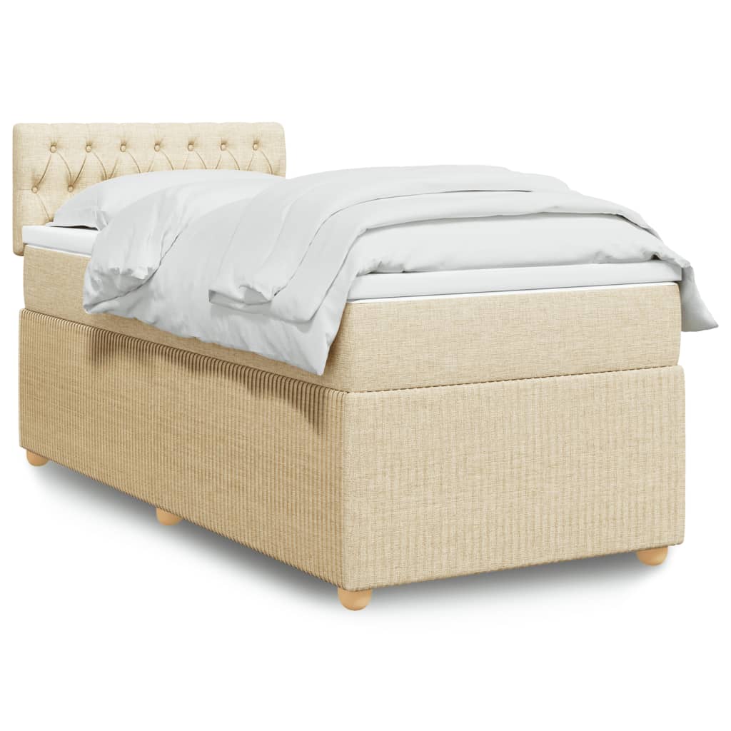 Boxspringbett mit Matratze Creme 100×200 cm Stoff