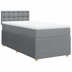 Box spring postel s matrací světle šedý 100 x 200 cm textil - obrázek 3