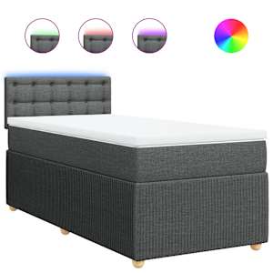 Box spring postel s matrací tmavě šedá 100 x 200 cm textil - obrázek 2