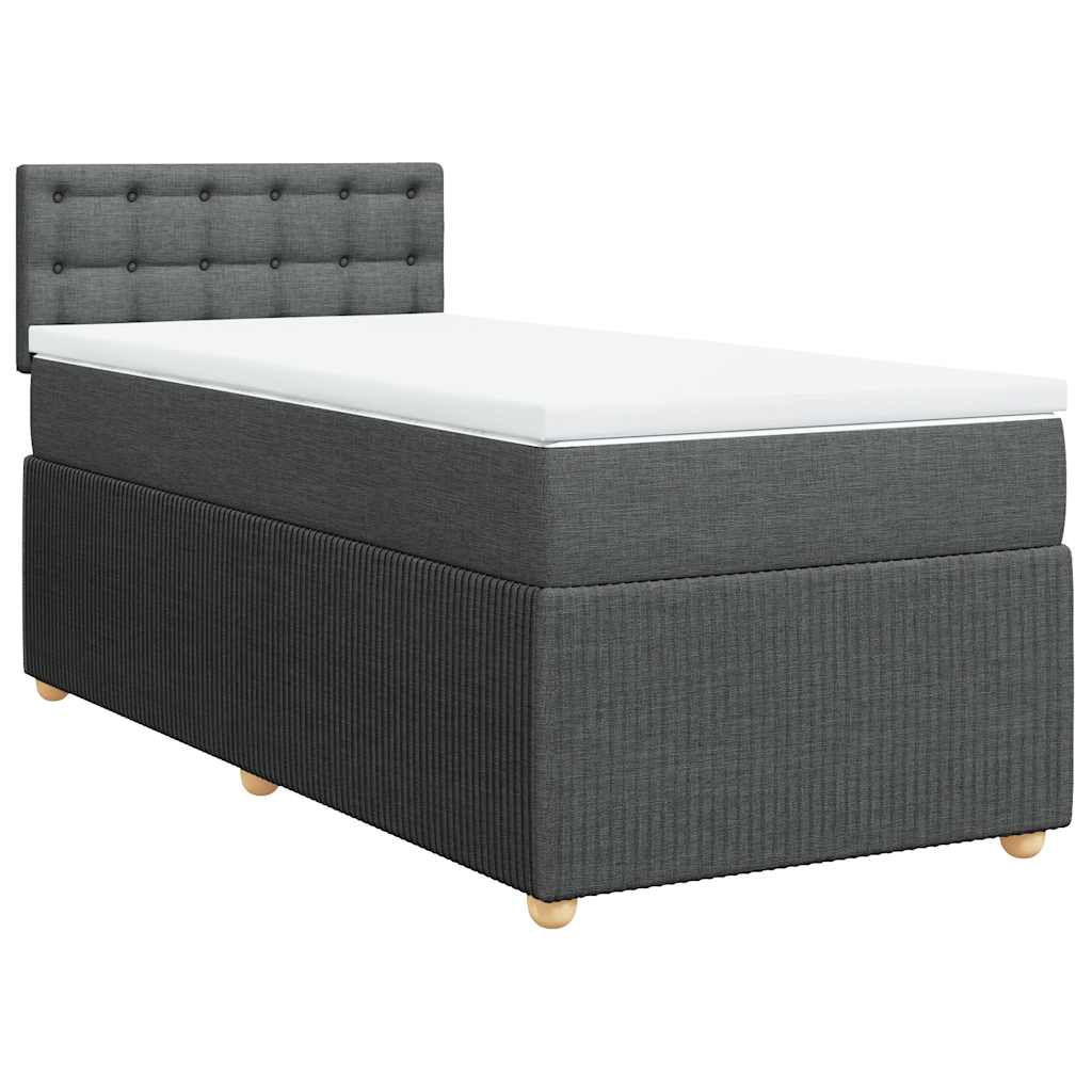 vidaXL Boxspring met matras stof donkergrijs 100x200 cm afbeelding