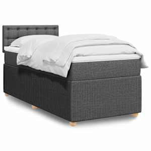 Box spring postelja z vzmetnico temno siva 100x200 cm blago