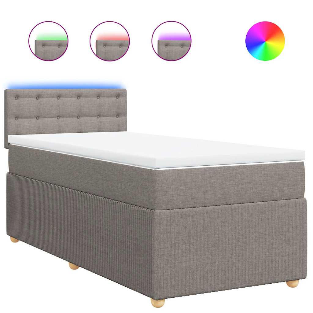 vidaXL Boxspring met matras stof taupe 100x200 cm, foto 3