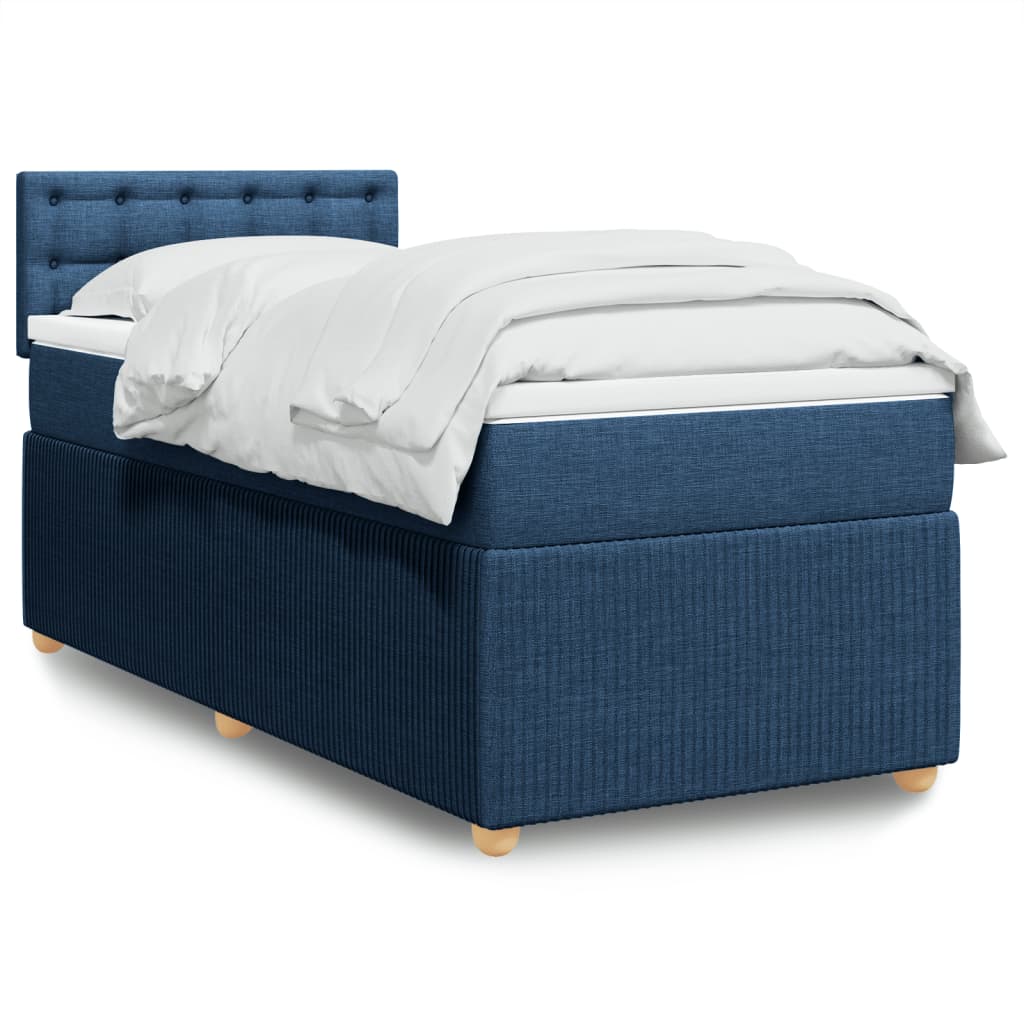 vidaXL Boxspringbett mit Matratze Blau 100x200 cm Stoff