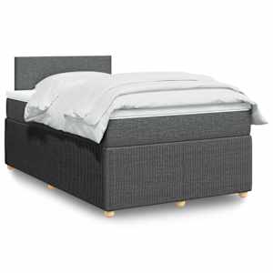 Box spring postelja z vzmetnico temno siva 120x190 cm blago