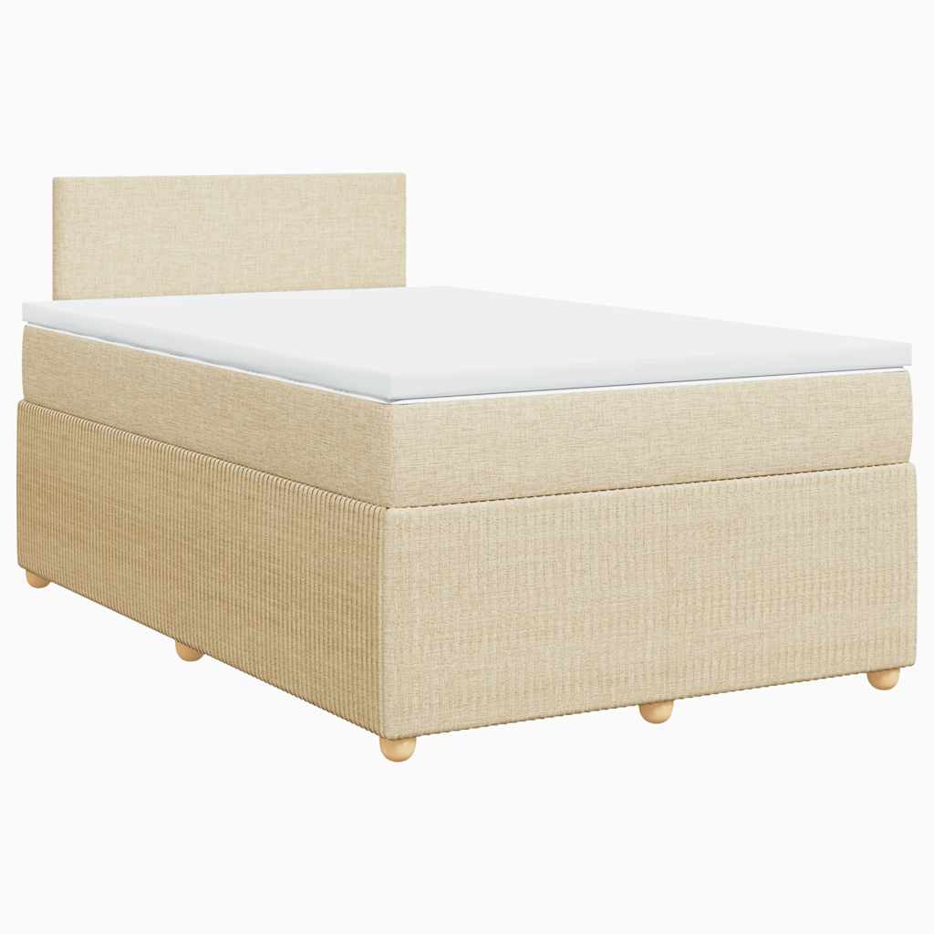 vidaXL Boxspring met matras stof crèmekleurig 120x190 cm afbeelding