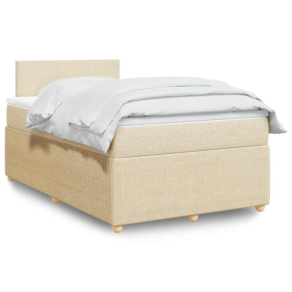 vidaXL Pat continental cu saltea, crem, 120x190 cm, textil